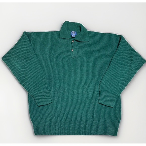GAP Other - Gap Wool Sweater XL Vintage Blue Label Ribbed Polo Knit Forest Green Mens